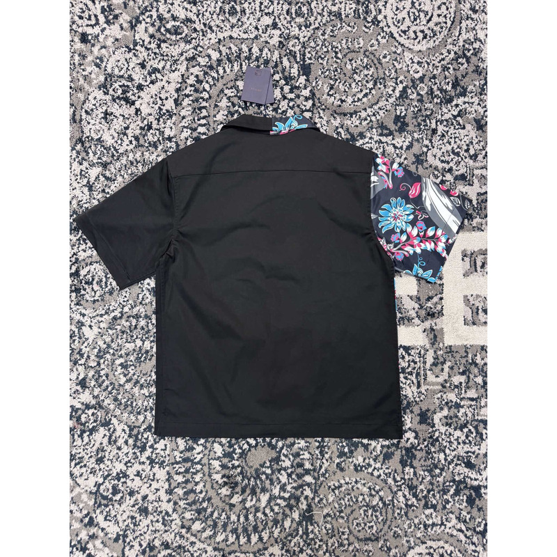 Pra*a double match tropical print shirt bicolor