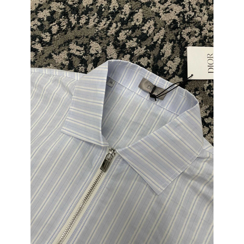 D*or striped half-zip shirt blue