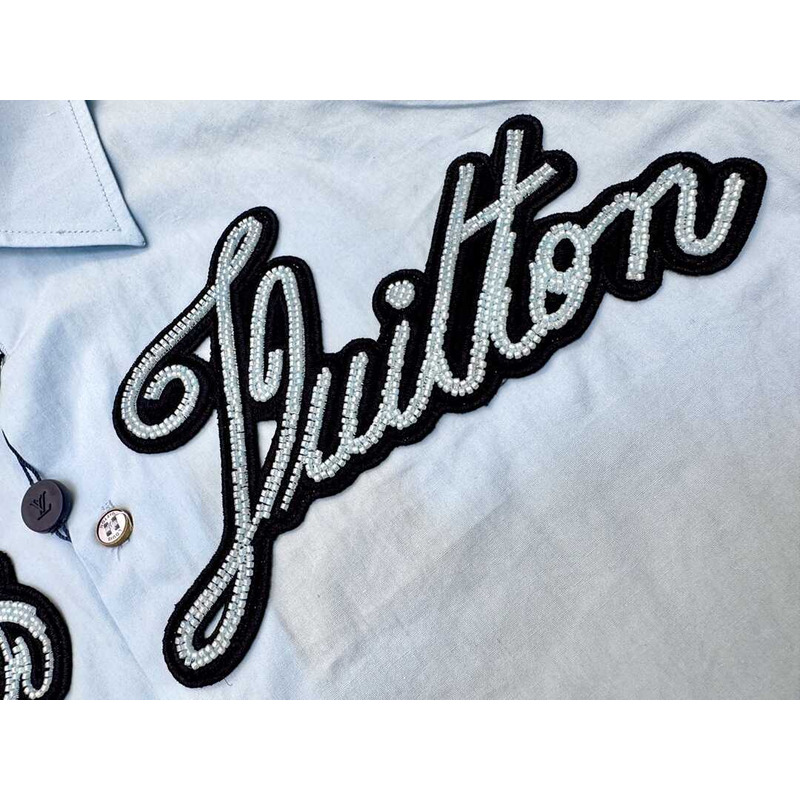 l**is V*t*n embroidered cotton shirt  sky blue