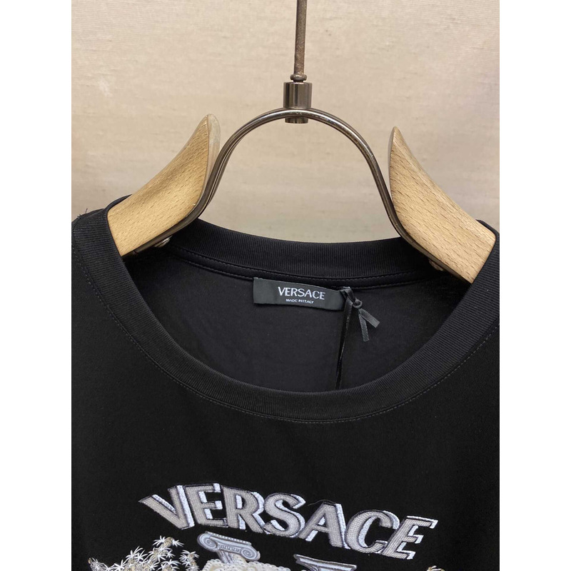Versace Embroidered University Coral T-shirt Black