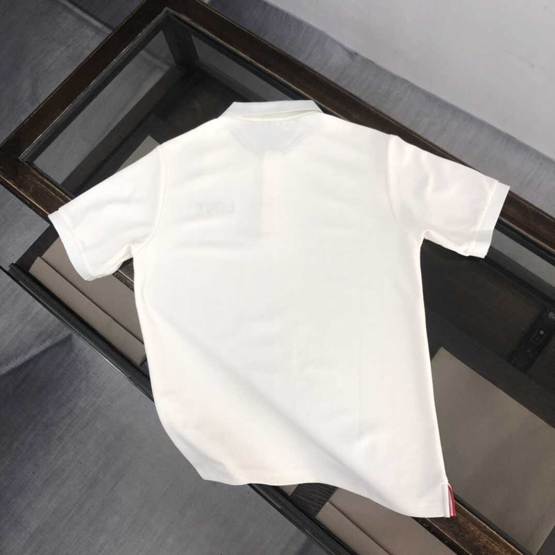 Moncler Love-embroidered Polo Shirt White