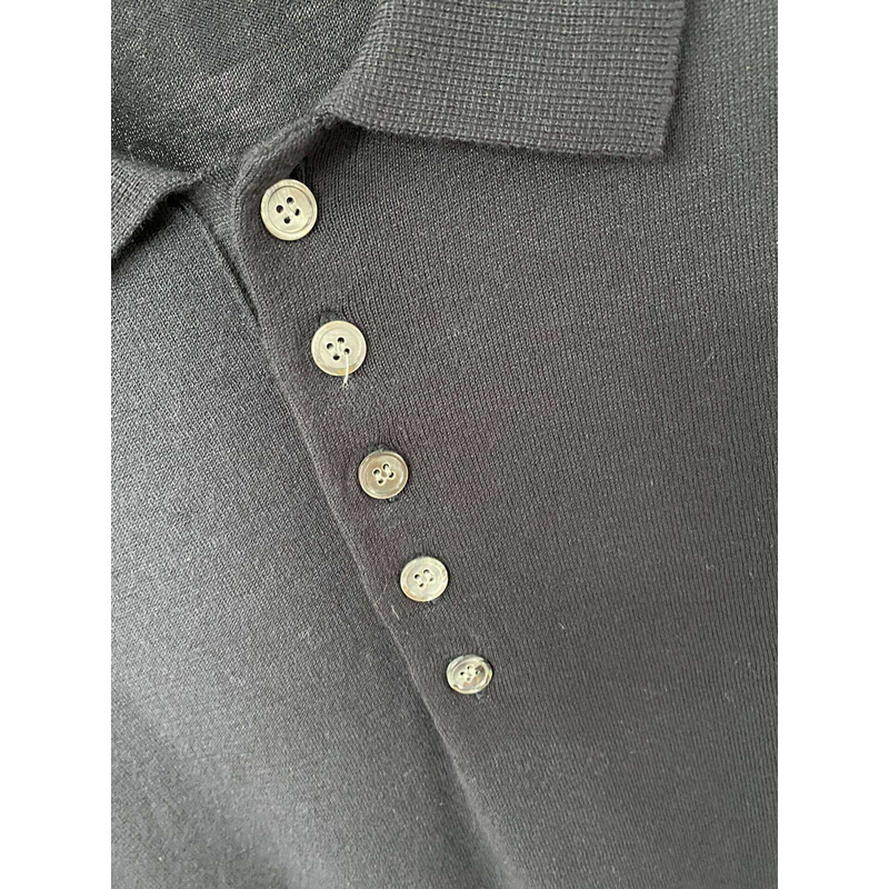 Thom Browne Cotton Short Sleeve Polo Shirt Black
