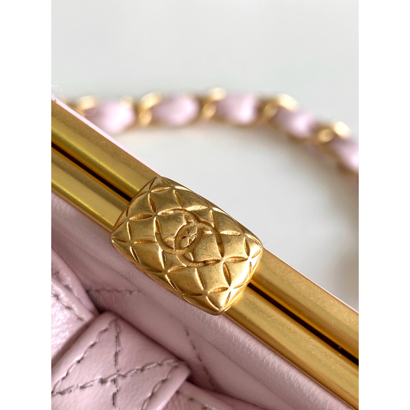 Ch*el chain bag patent shiny lambskin gold-tone metal pink