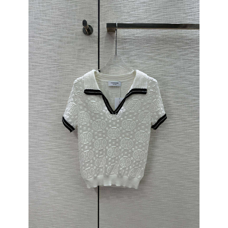 Thom Browne Woven Mesh Cotton Shirt White