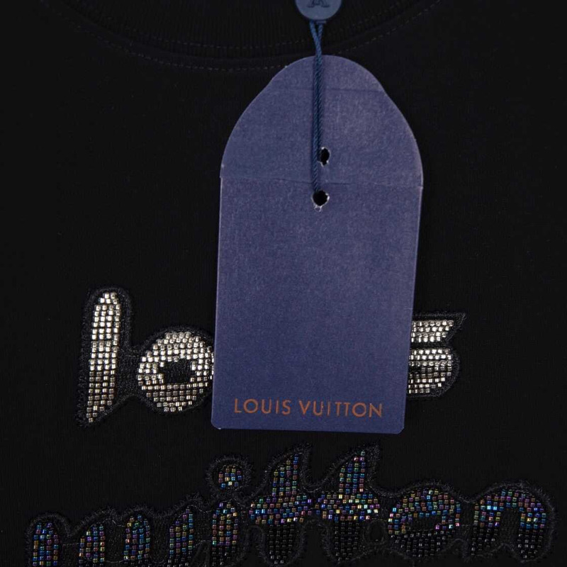 l**is V*t*n bead-embroidered cotton t-shirt black