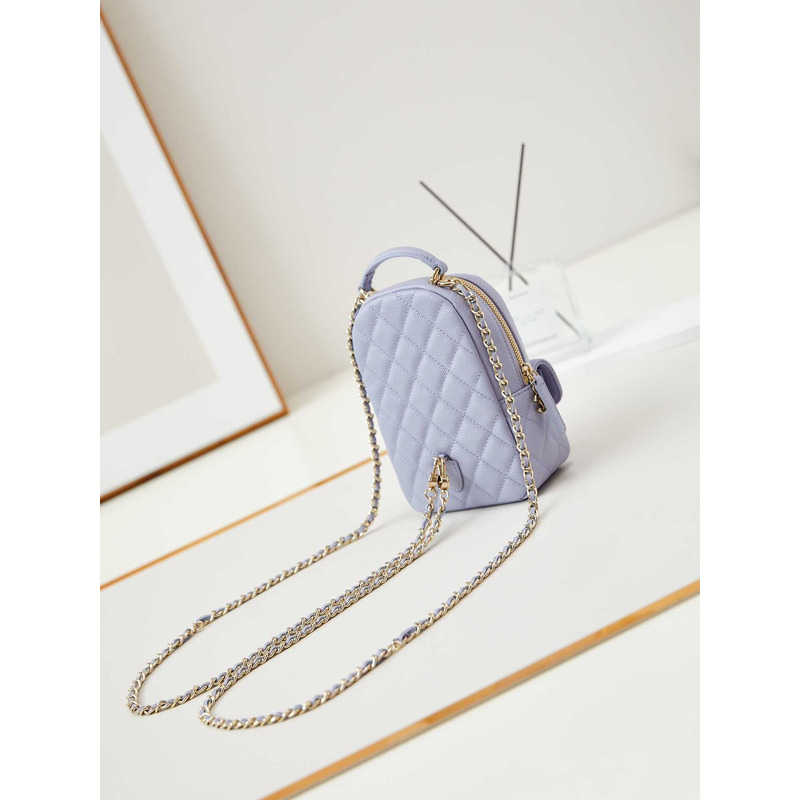 Ch*el caviar quilted cc mini classic backpack light purple