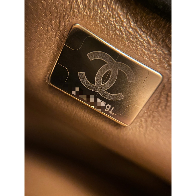 Ch*el classic handbag lambskin & gold-tone hardware black