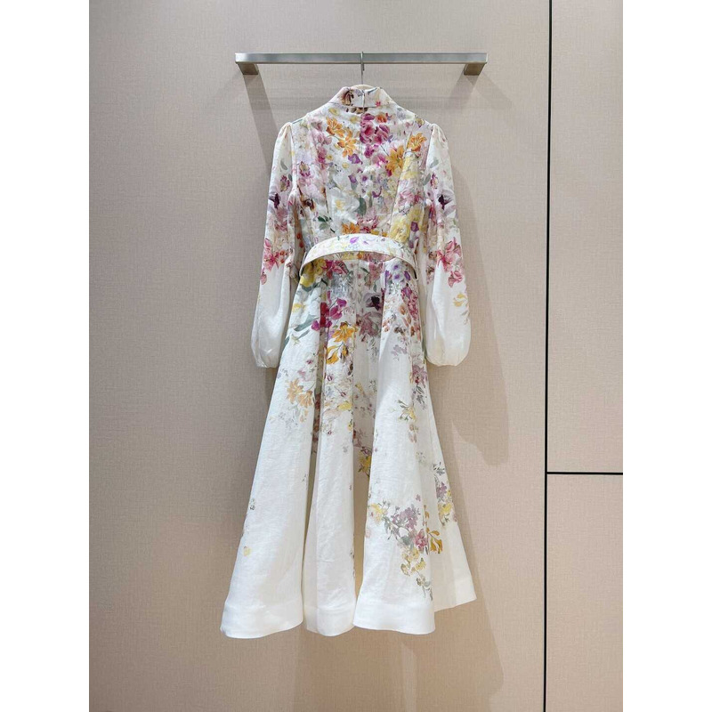 Zimmermann Long Dress With Flowers White