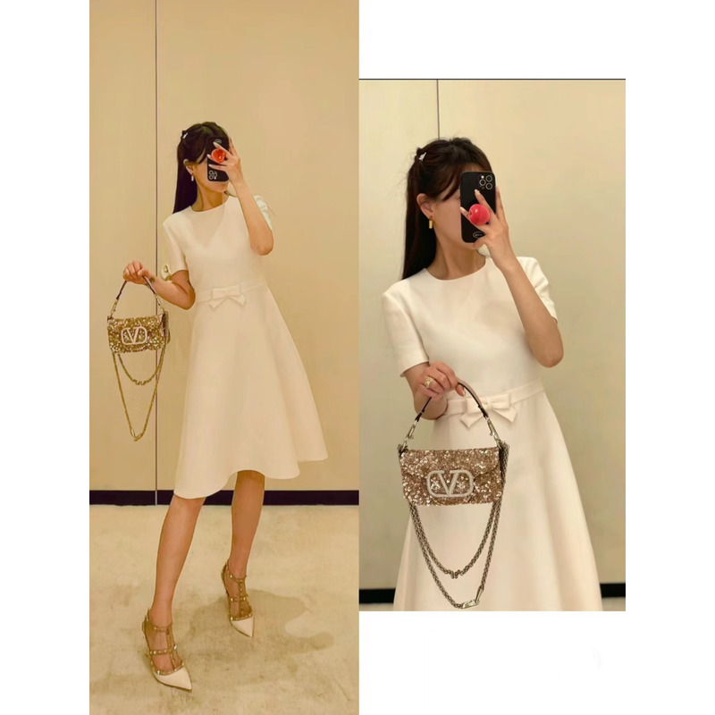 Valentino Crepe Couture Short Dress White