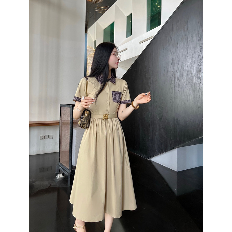 F**di ff jacquard dress beige