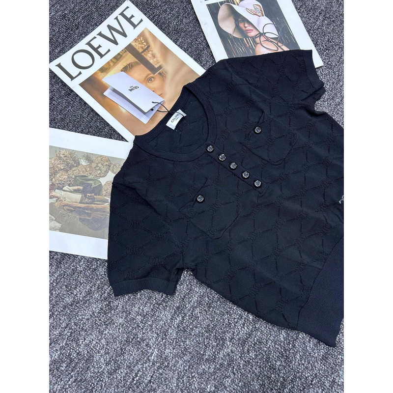 Loewe  Hollow Knit With Embroidered Logo Iconic Button Black