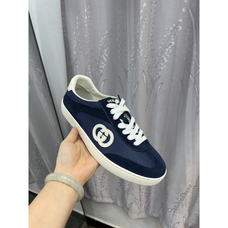 G*u*i panelled suede sneakers featuring mesh detailing