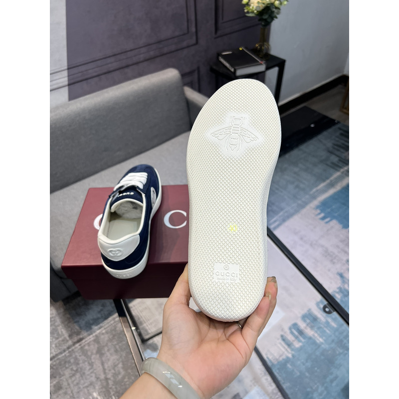 G*u*i panelled suede sneakers featuring mesh detailing