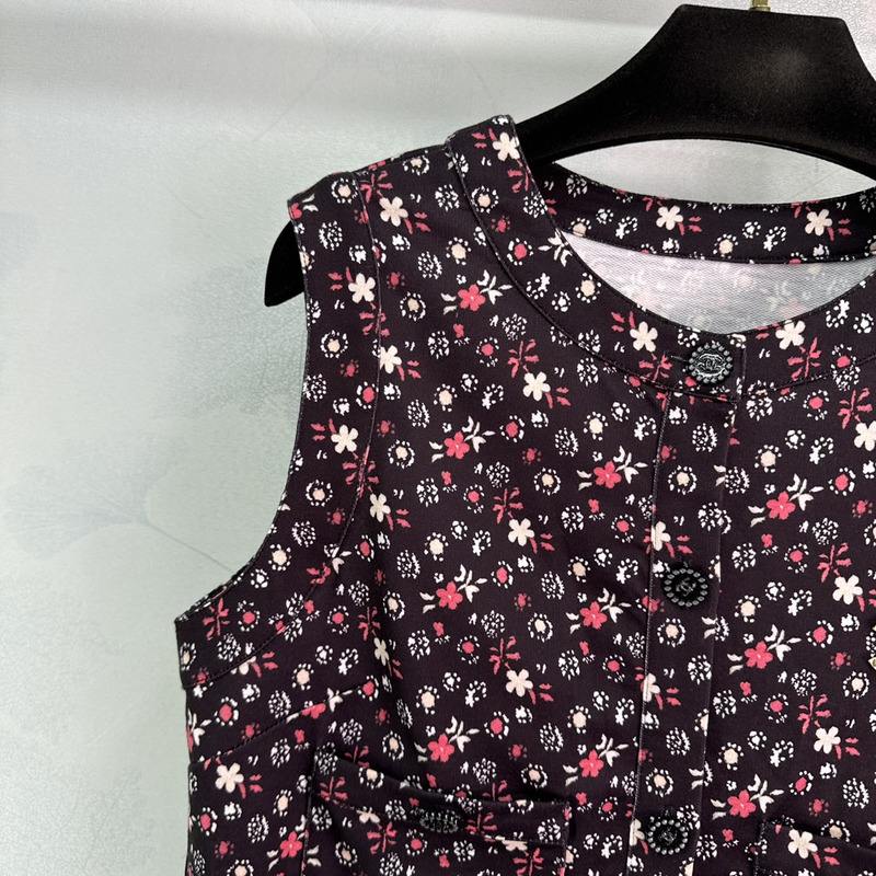 Ch*el top printed cotton black&multicolor