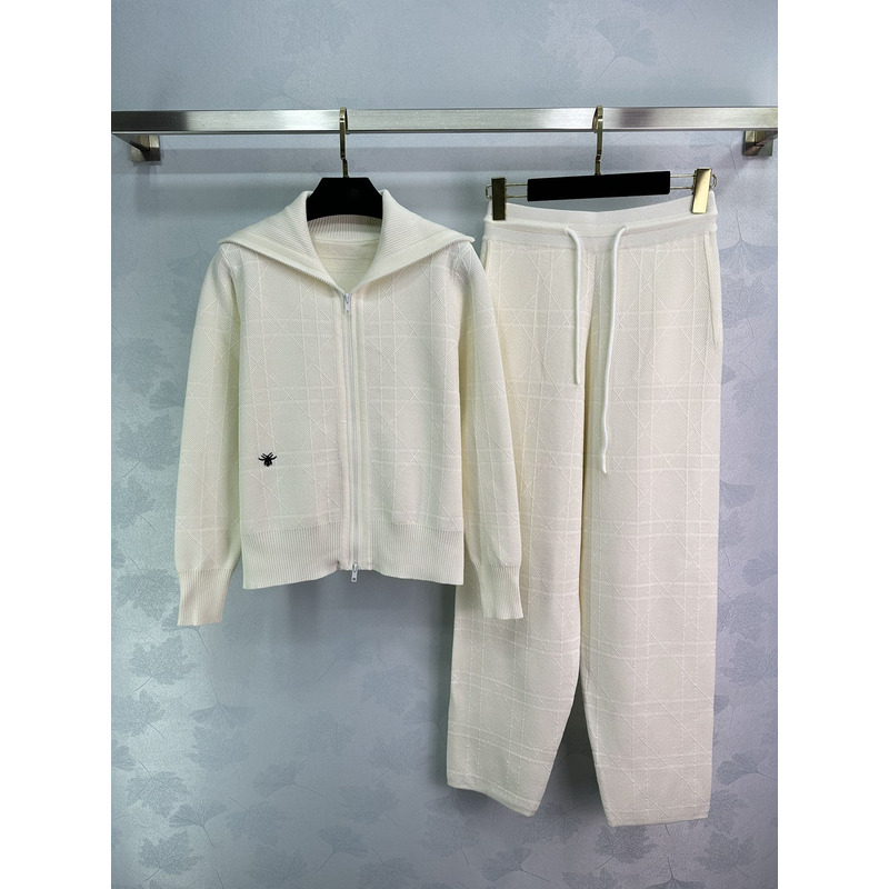 D*or hooded cardigan sweatshirt and sweatpants set white