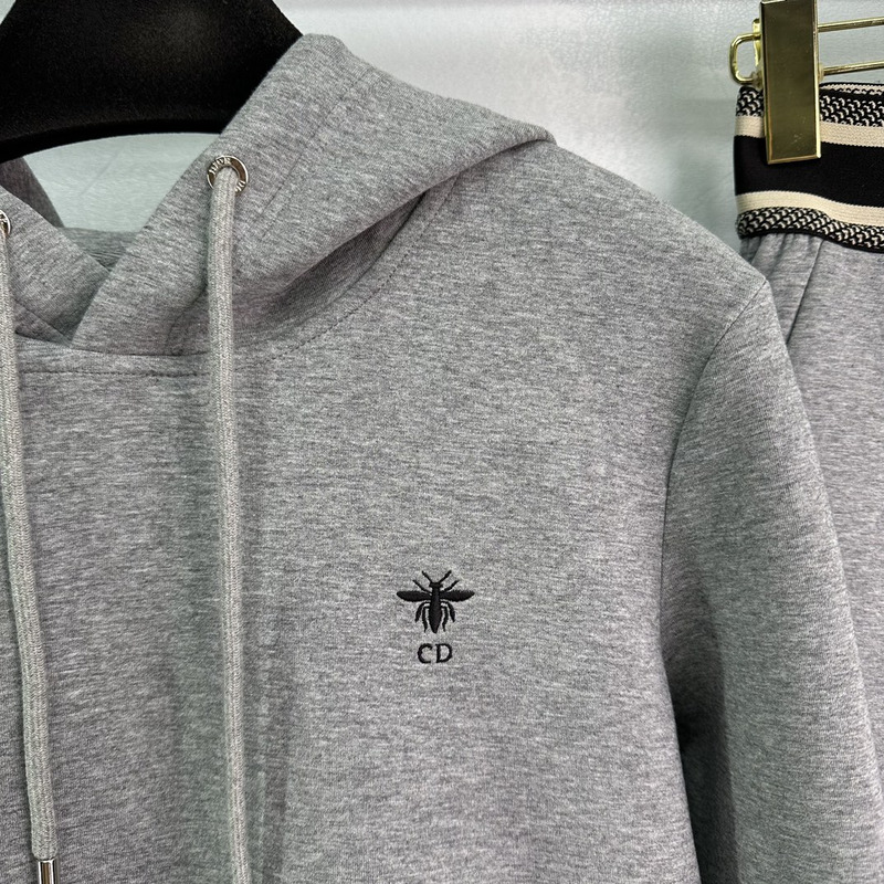 D*or ch**an D*or cd logo hoodie tracksuit in gray