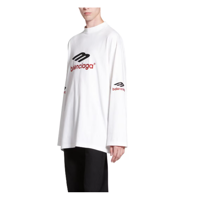 Ba*len*cia*ga 3b sports icon long sleeve t-shirt in white
