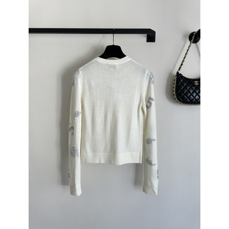 Ch*el camellia cardigan in white