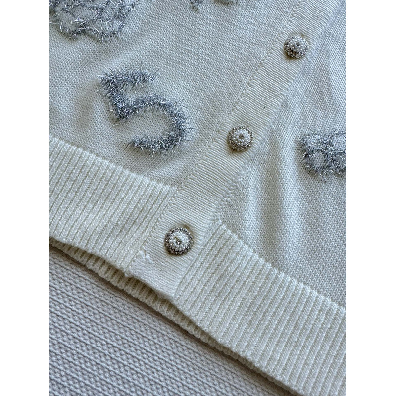 Ch*el camellia cardigan in white