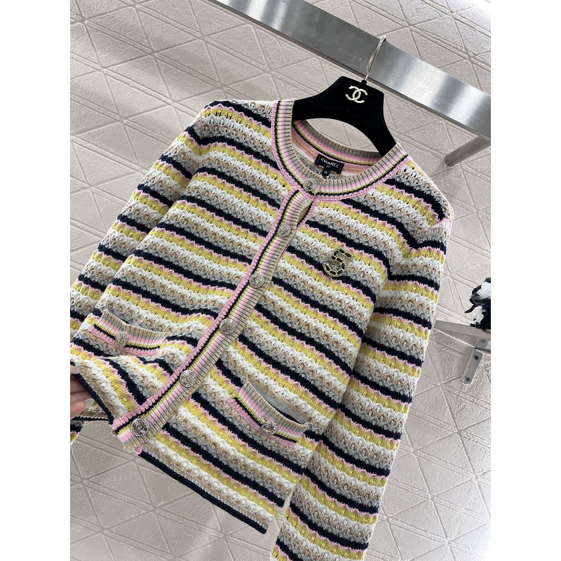 Ch*el striped cardigan in yellow