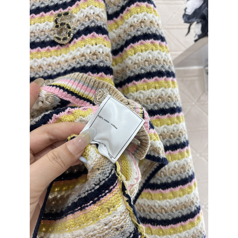 Ch*el striped cardigan in yellow