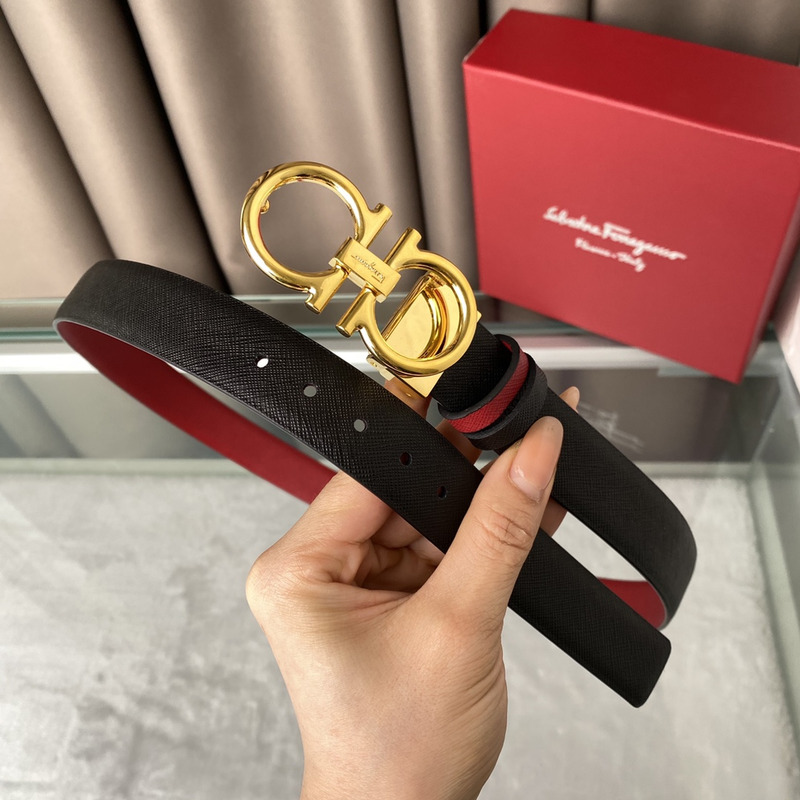 Ferragamo Reversible Leather Belt Red