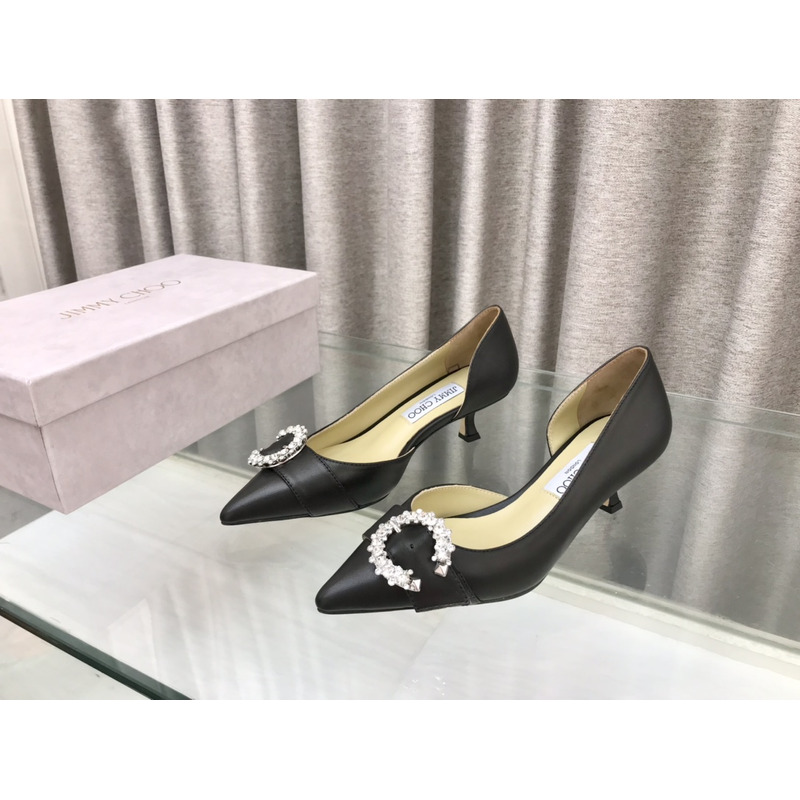 Jimmy Choo Melva Dorsay 50mm leather pumps Black