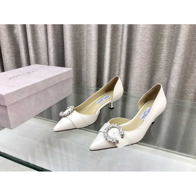 Jimmy Choo Melva Dorsay 50mm leather pumps White