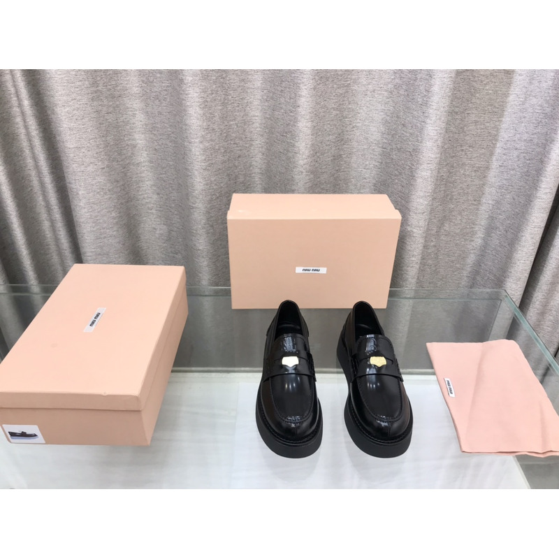 Miumiu Leather Penny Loafers Black