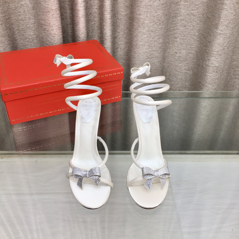 Rene Caovilla Cleo Bow Sandals 105 White