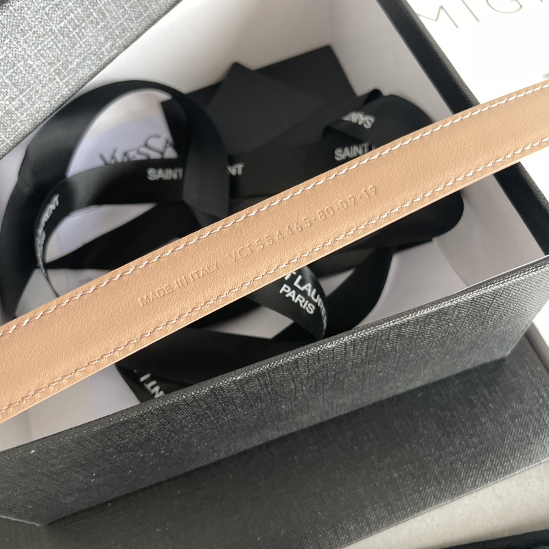 Saint Laurent Cassandre Thin Belt Beige
