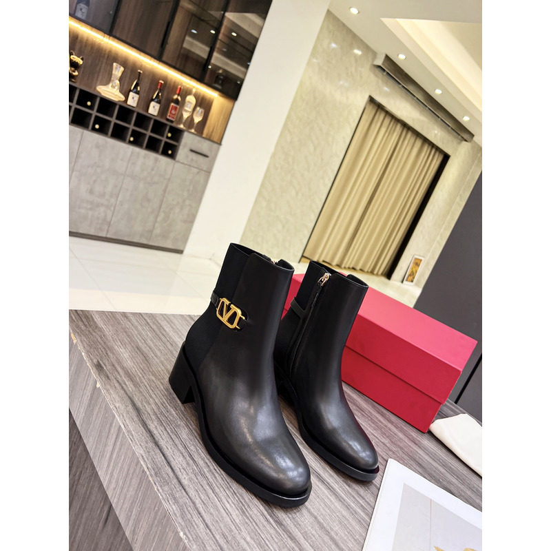 Valentino Vlogo Signature Calfskin Ankle Boot 30mm Black