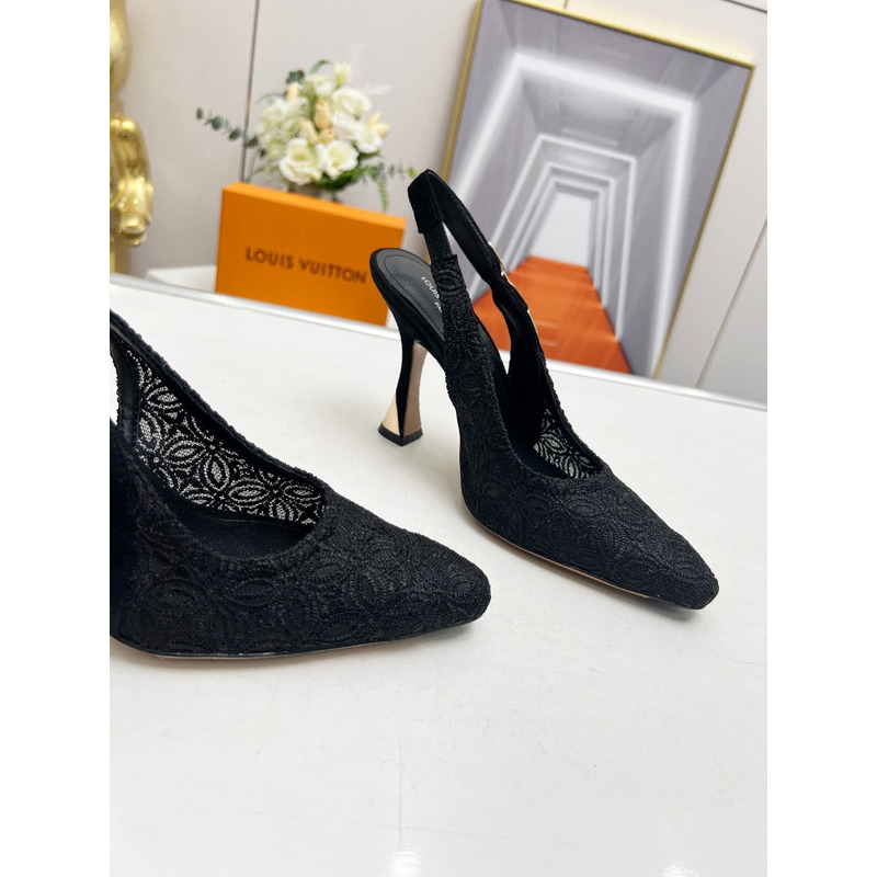 l**is V*t*n lace sandals heels in black