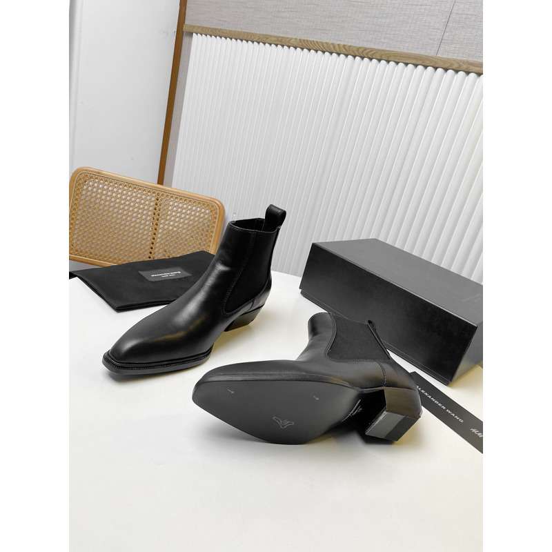 Alexander Wang Slick Smooth Leather Ankle Boot Black