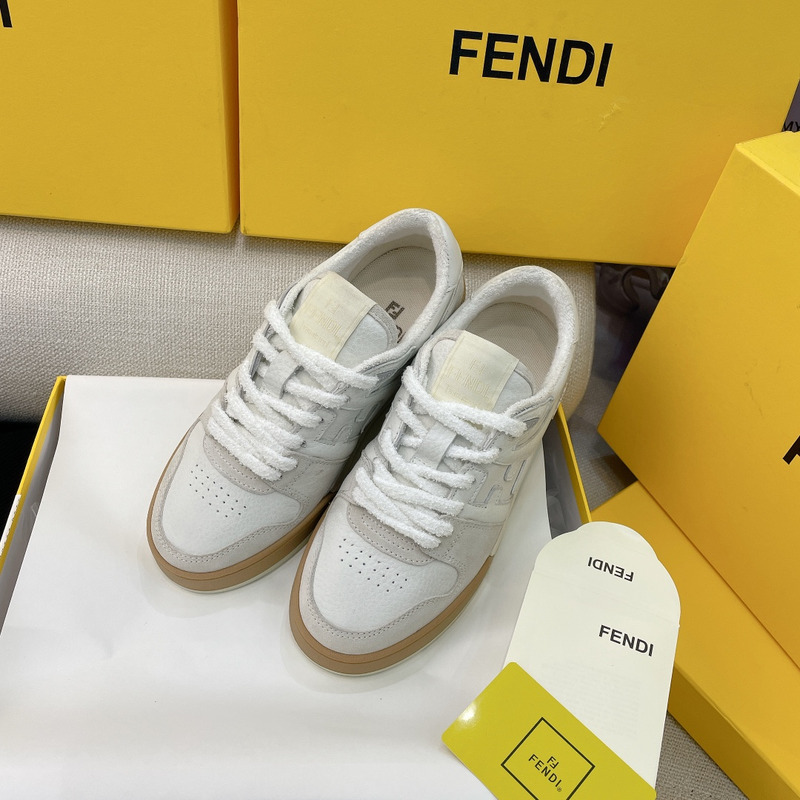F**di match white suede low tops