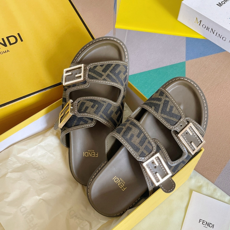 F**di feel sandals sandals fabric ff olive green