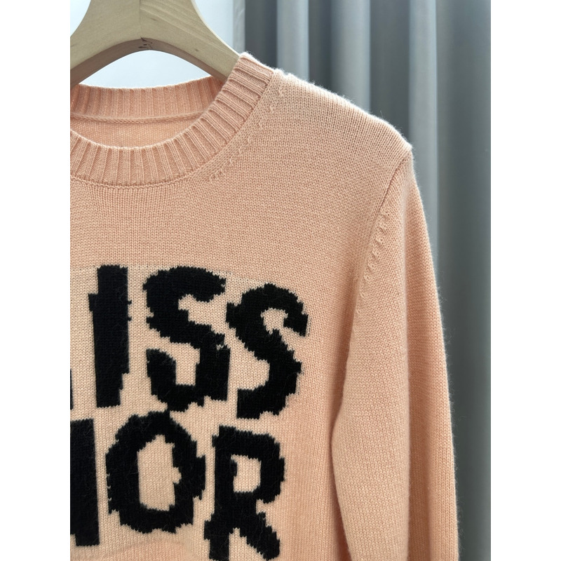 D*or cashmere sweater with black miss D*or graffiti motif pale pink