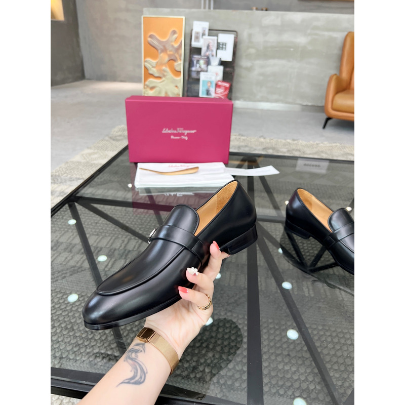 Ferragamo  Moccasin With Gancini Ornament Black