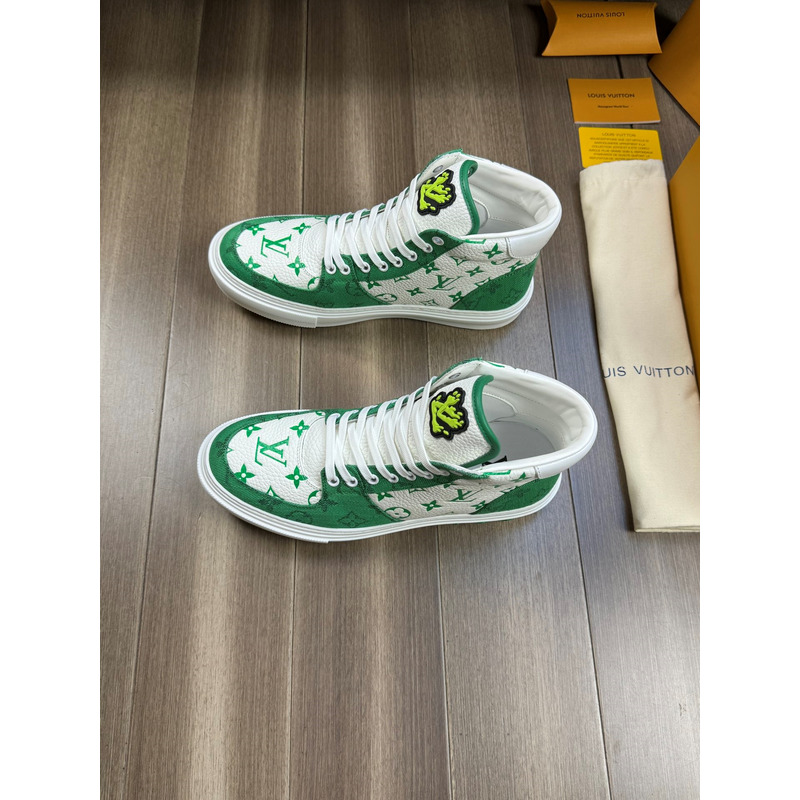 l**is V*t*n trainer high top monogram white and green