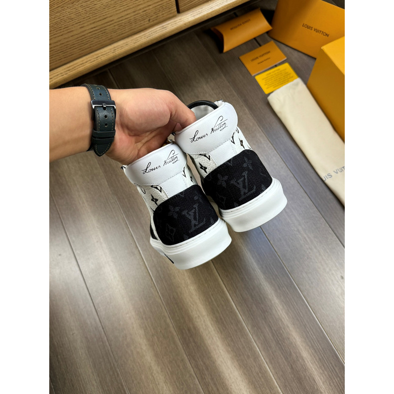 l**is V*t*n trainer high top monogram white and black