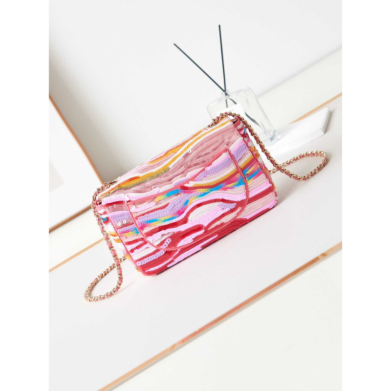 Ch*el mini flap bag symphony gradient beads pink