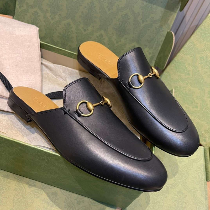 G*u*i horsebit leather backless loafers