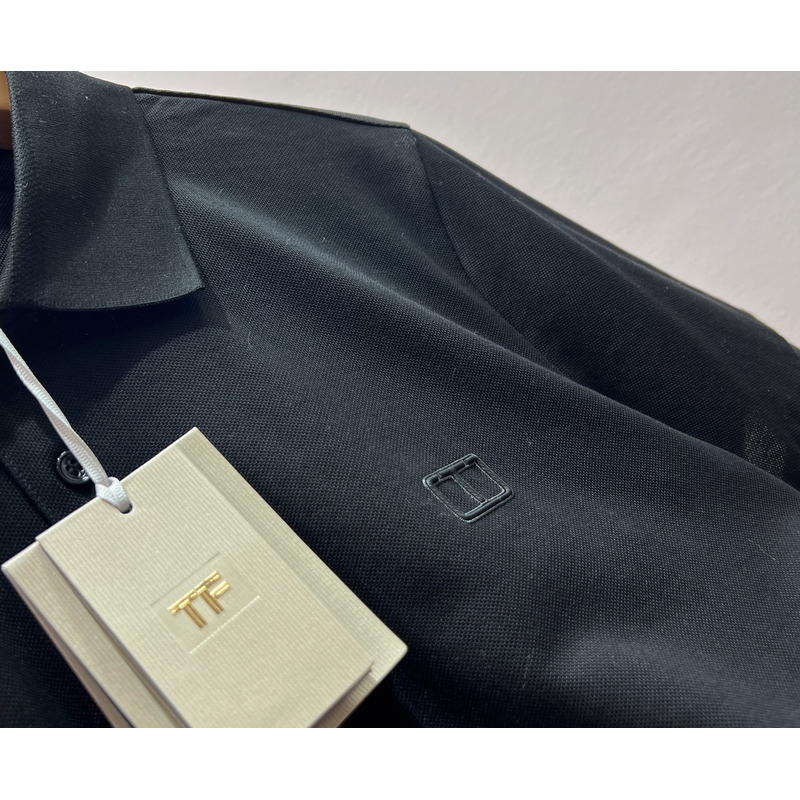 Tom Ford Embroidered Logo Polo Shirt Black