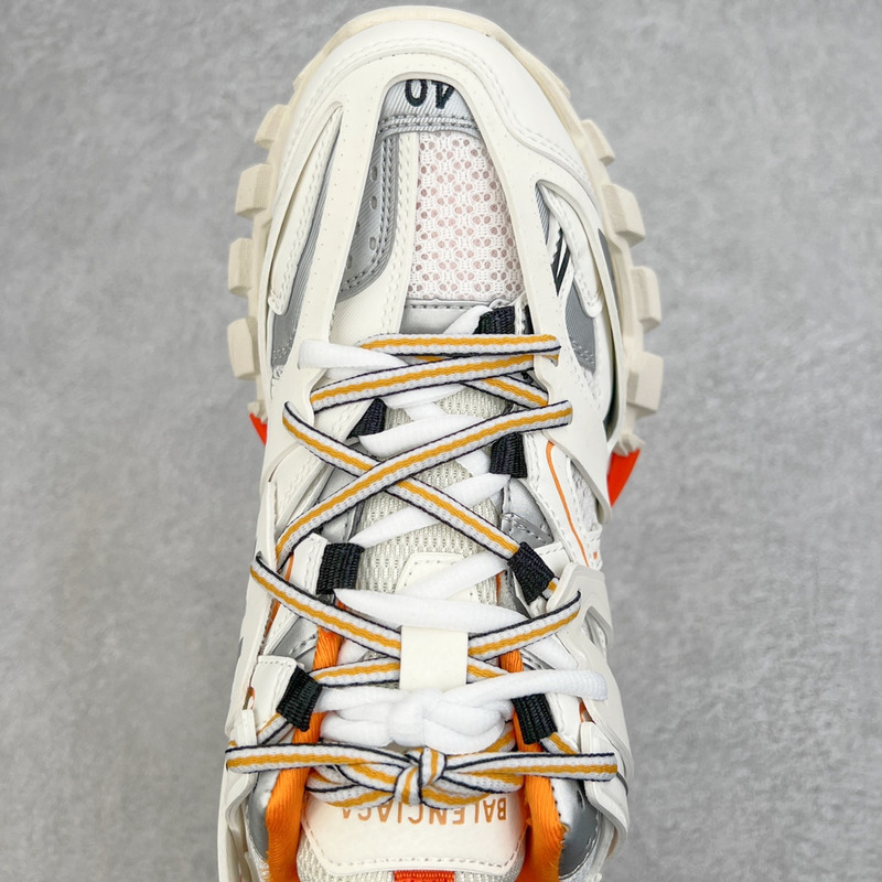 Ba*len*cia*ga led track sneakers in white&orange