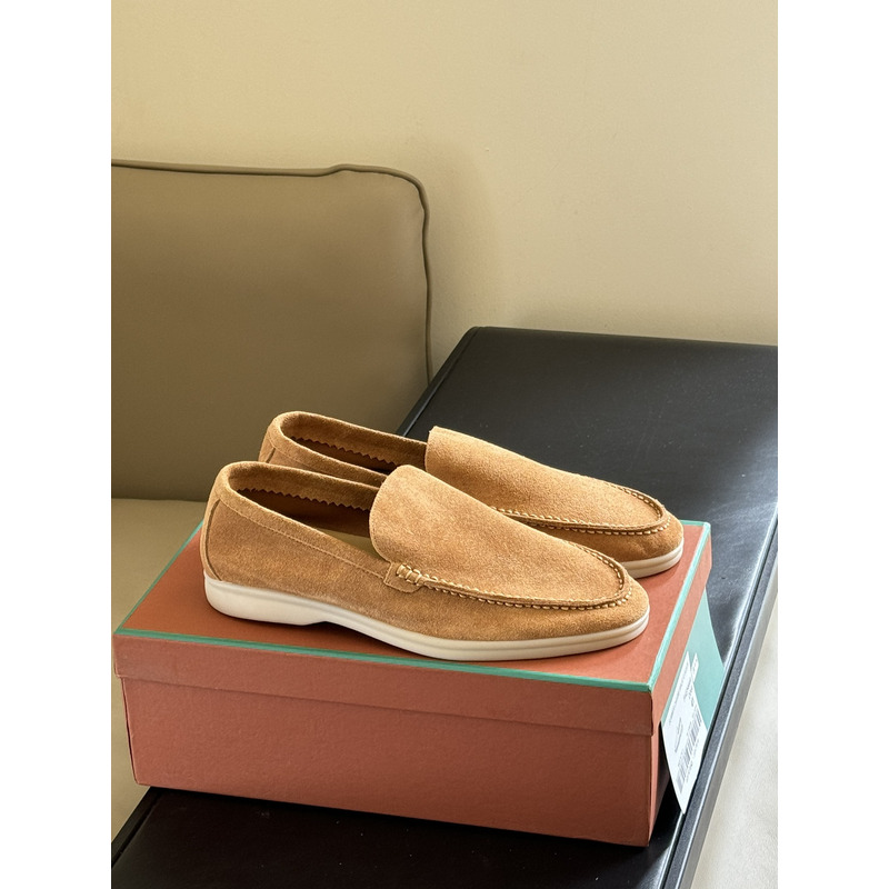 Loro Piana Summer Walk Suede Loafers Brown