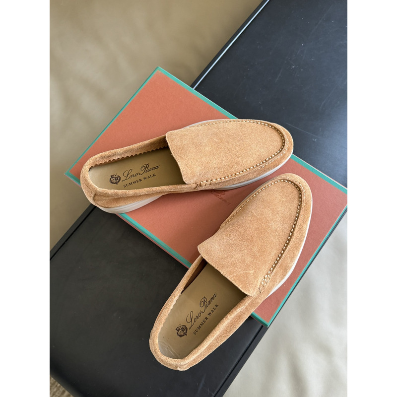 Loro Piana Summer Walk Suede Loafers Brown