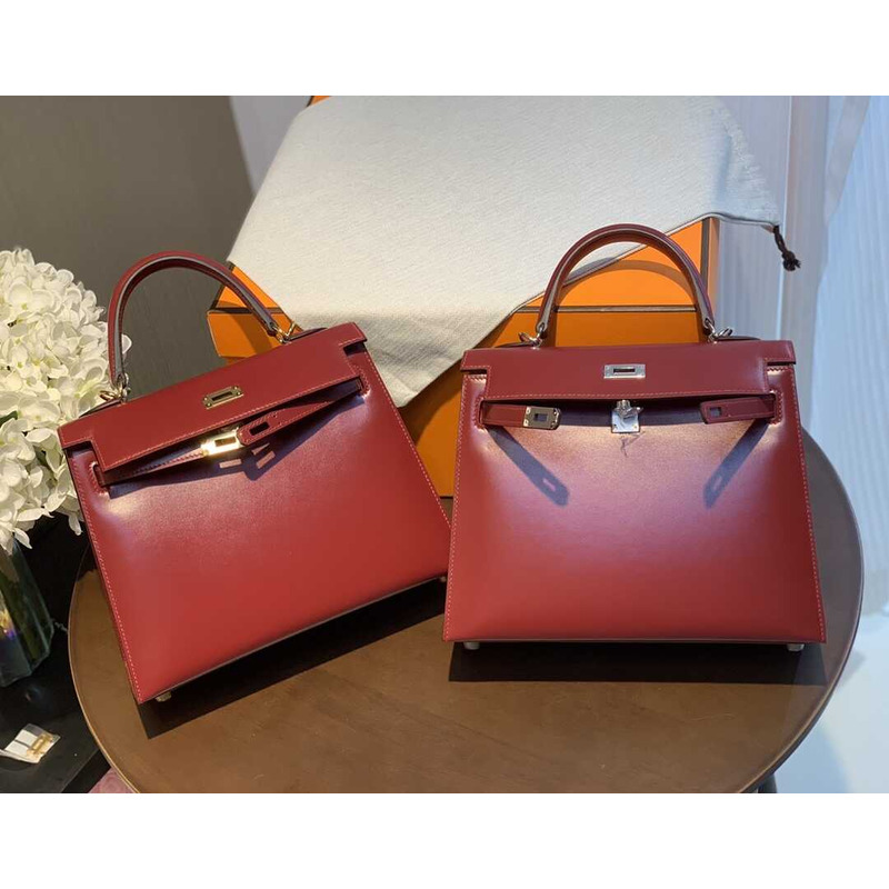 H**mes kelly 28 rouge h sellier sombrero silver hardware red