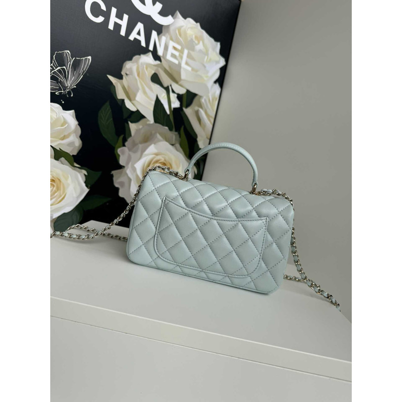 Ch*el mini rectangle top handle blue clair