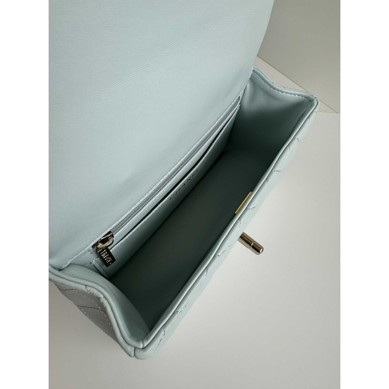 Ch*el mini rectangle top handle blue clair