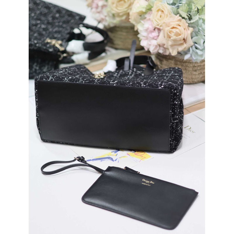 D*or large toujours bag black cannage tweed